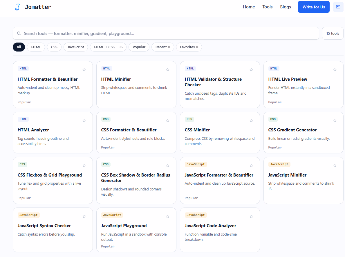 Jomatter | Free HTML, CSS & JavaScript Tools preview