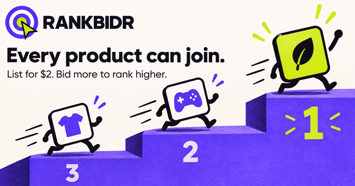 RankBidr | Paid Product Directory and Live Leaderboard preview