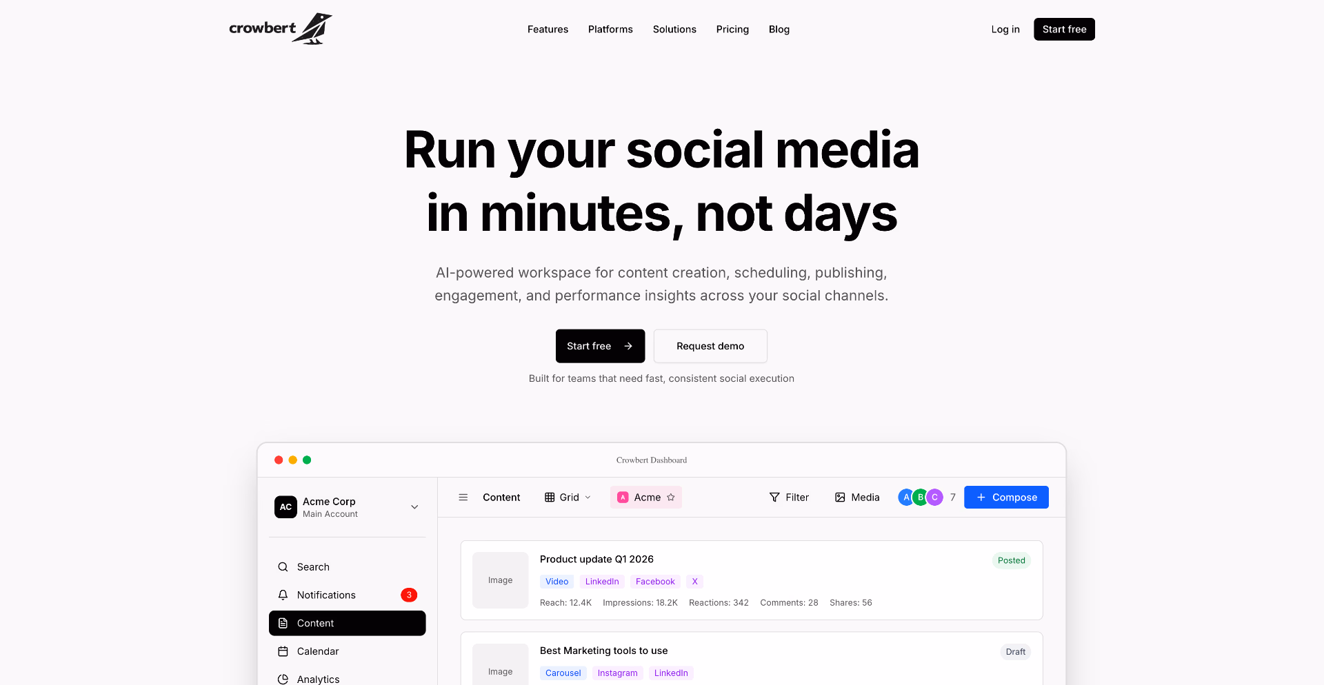 Crowbert - Launch Marketing Campaigns in Minutes preview