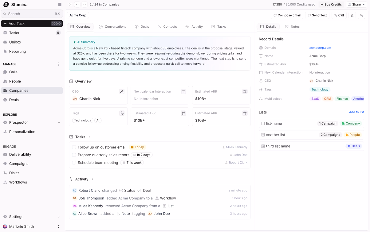 Stamina.io preview